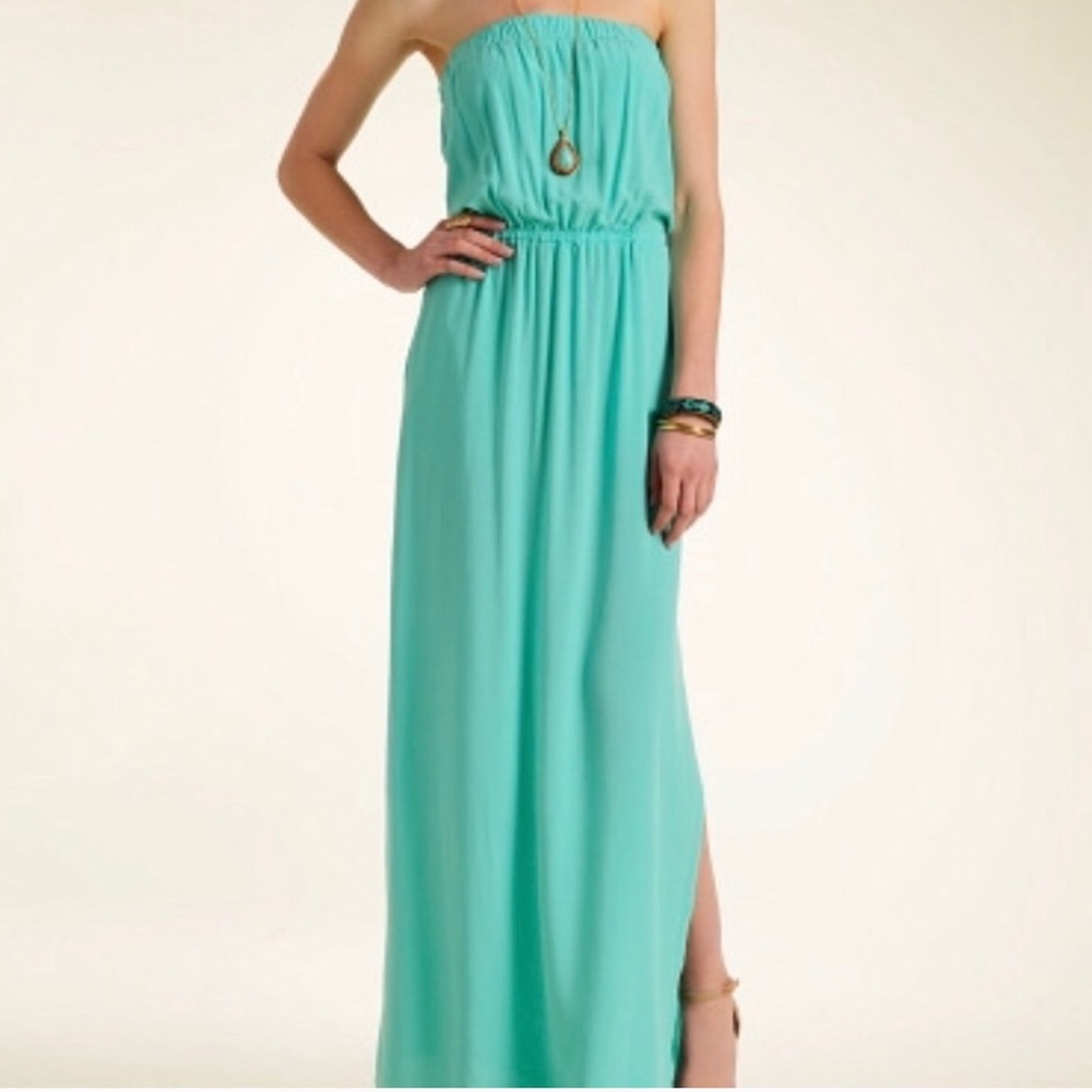 Splendid aqua strapless dress with cami bra